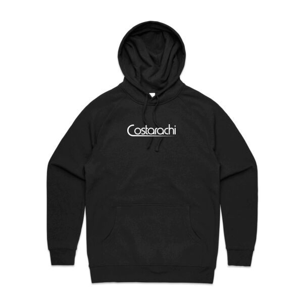 Men's White Logo on Black Hoodie Thumbnail